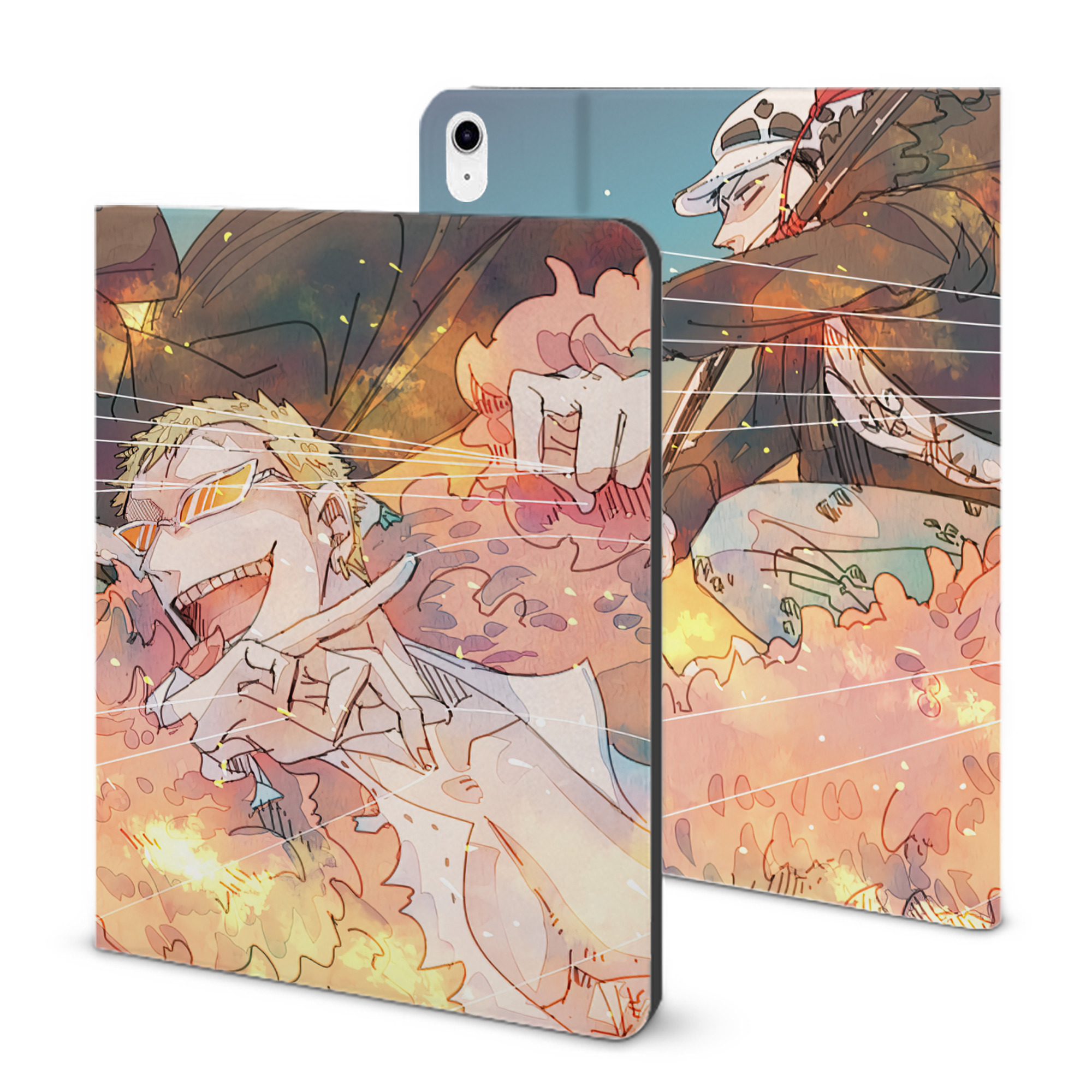 （画像用） ワンピース ONE PIECE IPad ケース ブック型 PUレザー TPU 耐衝撃 軽量 薄型 ペン収納なし 全面保護 IPad 各モデル対応